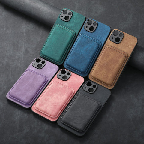 iPhone16 Magsafe solid-color fine-hole card case magnetic case protection cover