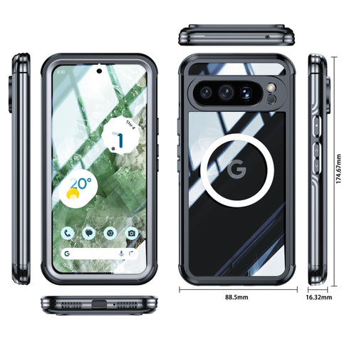 Google Pixel9/9Pro XL transparent three-proof sealed anti-drop dust-proof phone case