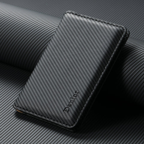 Magnetic leather wallet mobile phone holder