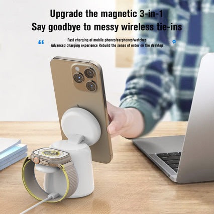 iPhone 15 14 13 12 Pro Max Airpods IWatch 9 8 7 6 3 in 1 Magnetic Wireless Charger Stand Foldable Fast Charging Dock Station