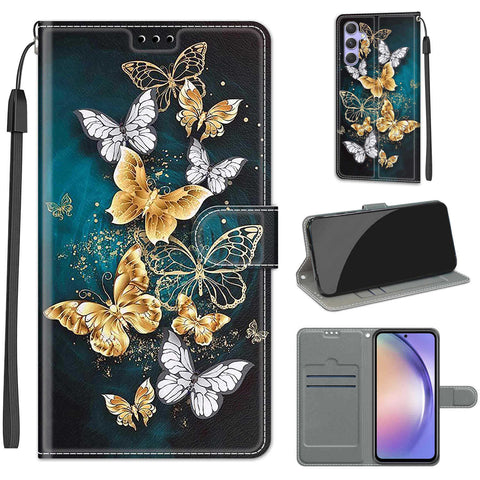 Samsung A54/A14 M53/A33 painted flip cover card wallet mobile phone case