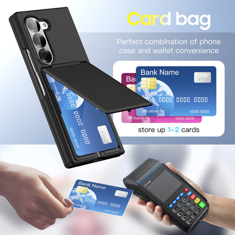 Samsung zfold6 foldable card case holder anti-drop PC mobile phone protective case