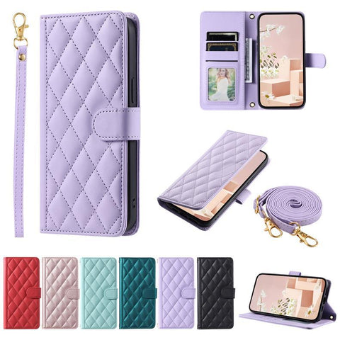Samsung S24 A55 crossbody card diamond-shaped card slot flip cover phone case