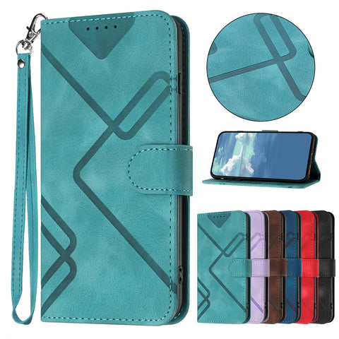 Samsung A56 rhombic flip card wallet with skin-feel spliced mobile phone case