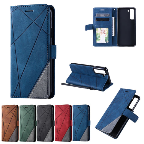 Samsung A56 rhombic flip card wallet with skin-feel spliced mobile phone case