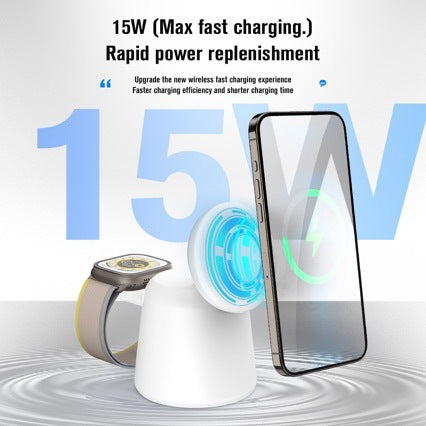 iPhone 15 14 13 12 Pro Max Airpods IWatch 9 8 7 6 3 in 1 Magnetic Wireless Charger Stand Foldable Fast Charging Dock Station