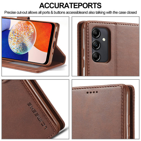 Samsung A56, A55, A15 flip cover card wallet cowhide leather phone case