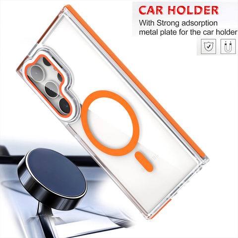 Samsung S25 ULTRA lens cover stand magnetic transparent phone case