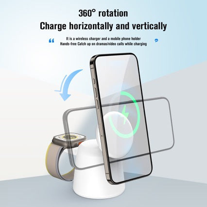iPhone 15 14 13 12 Pro Max Airpods IWatch 9 8 7 6 3 in 1 Magnetic Wireless Charger Stand Foldable Fast Charging Dock Station