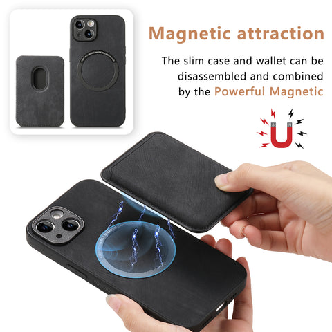 iPhone16 Magsafe solid-color fine-hole card case magnetic case protection cover