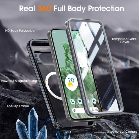 Google Pixel9/9Pro XL transparent three-proof sealed anti-drop dust-proof phone case