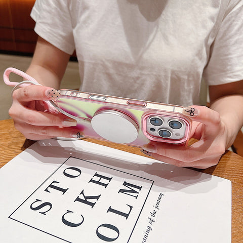 iPhone16 Pro Max Transparent Anti-fall Strap Phone Case
