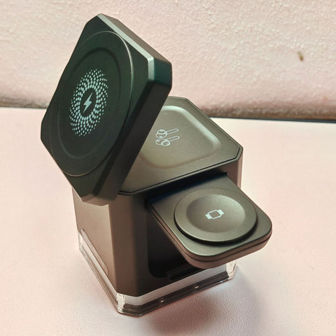 TWS iPhone 12-15 Series 30W Magnetic Charger Folding  LED bottom Base 3in1 Wireless Charger