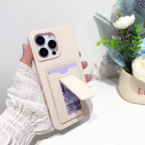 iPhone 16 pro max phone case desktop stand card liquid silicone phone case