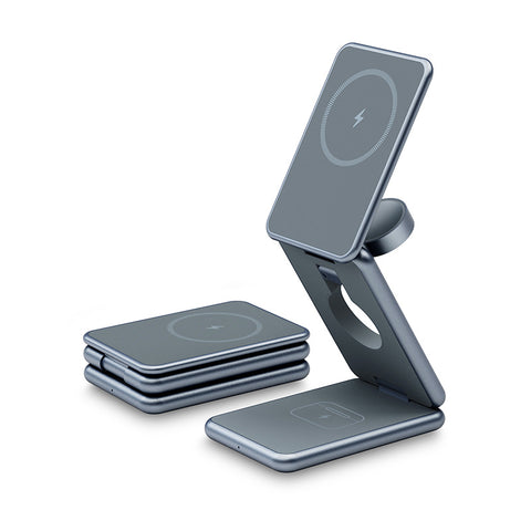 iPhone 15 14 13 12 Pro Watch Samsung Galaxy Watch 30W Magnetic Wireless Charger 3 in 1 Foldable Stand Fast Charging Station