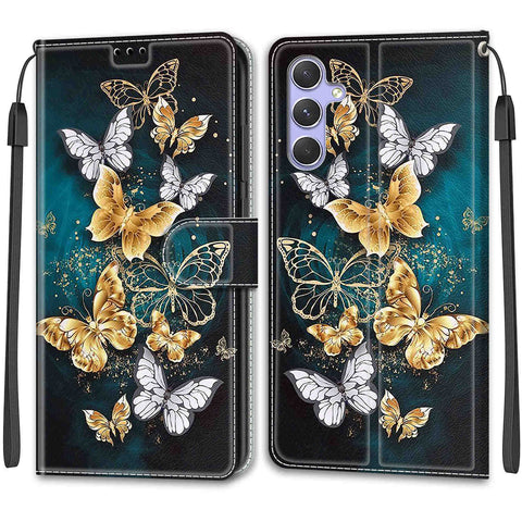Samsung A54/A14 M53/A33 painted flip cover card wallet mobile phone case