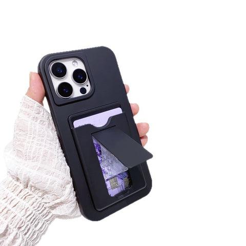 iPhone 16 pro max phone case desktop stand card liquid silicone phone case