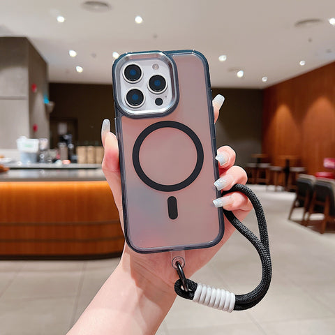 iPhone16 Pro Max Transparent Anti-fall Strap Phone Case