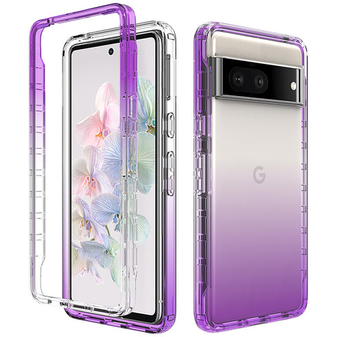Google Pixel9pro 7A high-definition transparent gradient anti-drop two-in-one mobile phone case