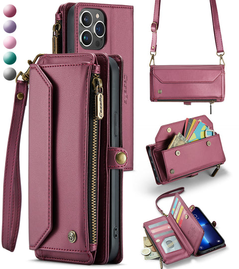 iPhone Card-insertable Shockprooof Leather Phone Case Bag