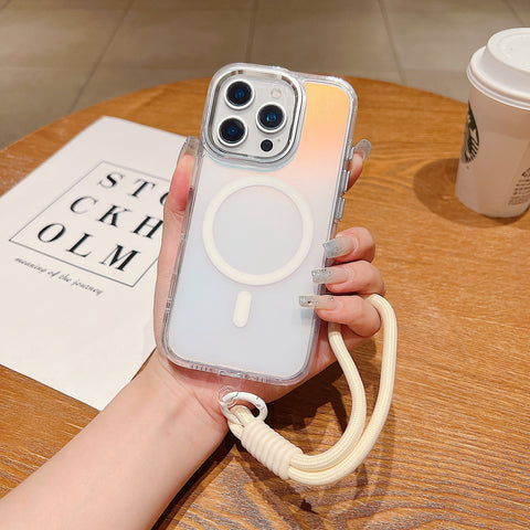 iPhone16 Pro Max Transparent Anti-fall Strap Phone Case