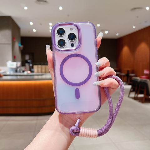 iPhone16 Pro Max Transparent Anti-fall Strap Phone Case