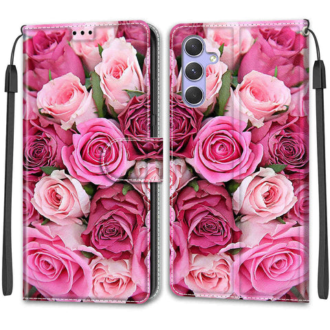 Samsung A54/A14 M53/A33 painted flip cover card wallet mobile phone case