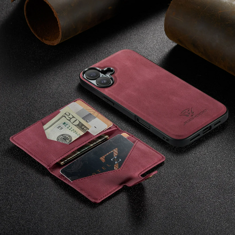 Detachable Magnetic Card Holder Leather TPU Phone Cover