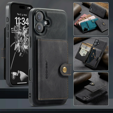 Detachable Magnetic Card Holder Leather TPU Phone Cover