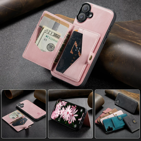 Detachable Magnetic Card Holder Leather TPU Phone Cover