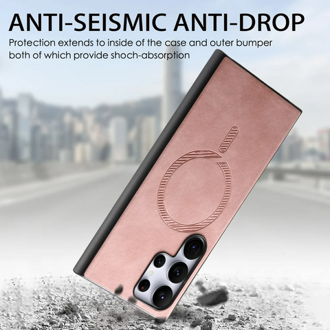 Samsung Galaxy S25 Ultra Leather Compatible with MagSafe Skin-touch Phone Back Cover