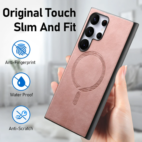 Samsung Galaxy S25 Ultra Leather Compatible with MagSafe Skin-touch Phone Back Cover
