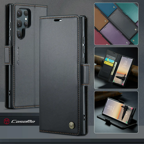 Samsung Galaxy S25 Ultra Leather Case RFID Blocking 3 Card Slot Mobile Cover