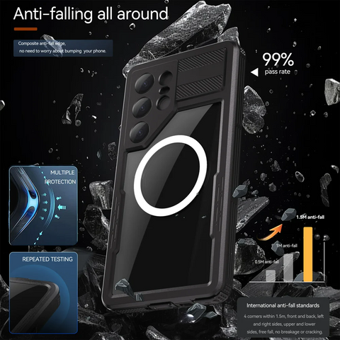 Samsung Galaxy S25 Ultra IP68 Waterproof Magnetic Clear Phone Case