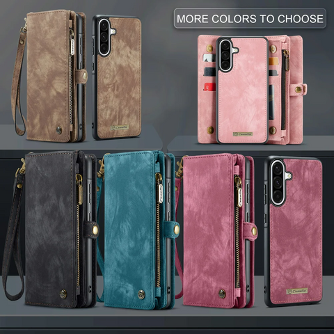 Samsung Galaxy S25 Ultra Leather Cover with Detachable Wallet Strap Phone Cases