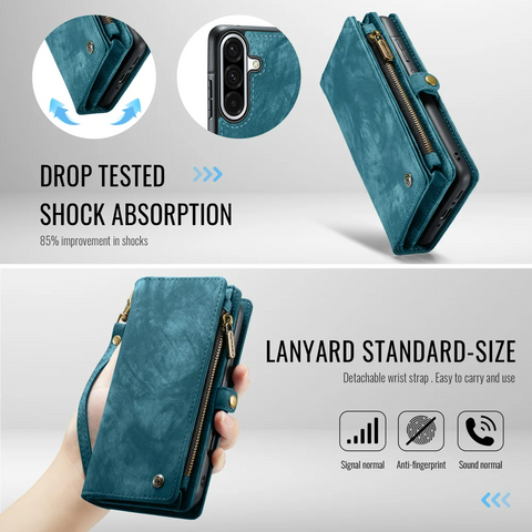 Samsung Galaxy S25 Ultra Leather Cover with Detachable Wallet Strap Phone Cases