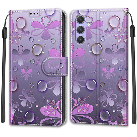 Samsung A54/A14 M53/A33 painted flip cover card wallet mobile phone case