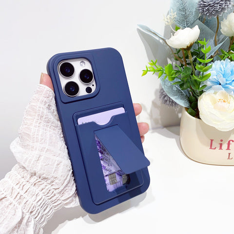 iPhone 16 pro max phone case desktop stand card liquid silicone phone case