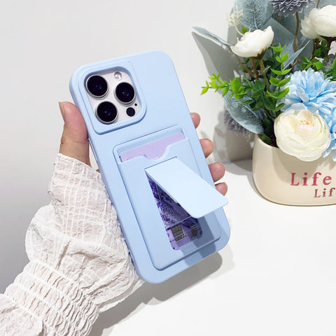 iPhone 16 pro max phone case desktop stand card liquid silicone phone case