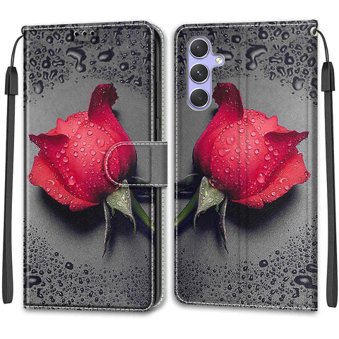 Samsung A54/A14 M53/A33 painted flip cover card wallet mobile phone case
