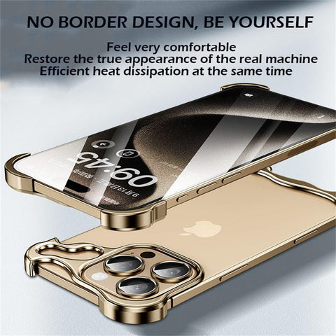 iPhone 16 Pro Max/16 Pro/16 Plus/16 Camera Lens Protector Slim Thin Naked Borderless Special-Shaped Aluminum Metal Corner Pad Anti-Fall Phone Case