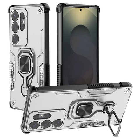 Samsung Galaxy S25 Ultra Case Rotatable Ring Kickstand PC TPU Shockproof Phone Cover