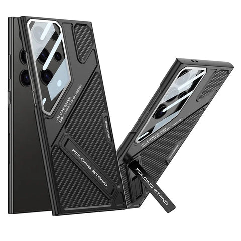 Samsung Galaxy S25 Ultra Kickstand Mecha Style Shockproof PC PU Phone Cover