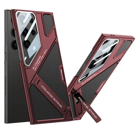 Samsung Galaxy S25 Ultra Kickstand Mecha Style Shockproof PC PU Phone Cover