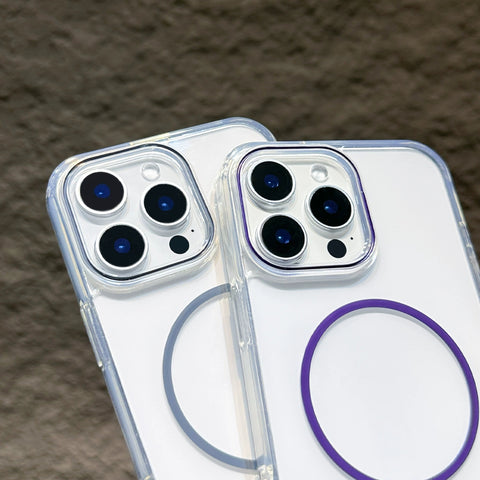 iPhone high-transparency colored fine-ring magnetic phone case