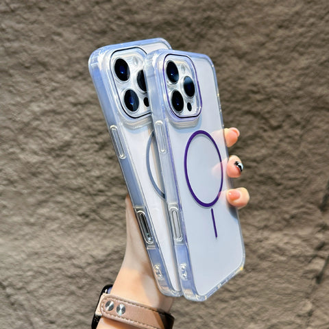iPhone high-transparency colored fine-ring magnetic phone case