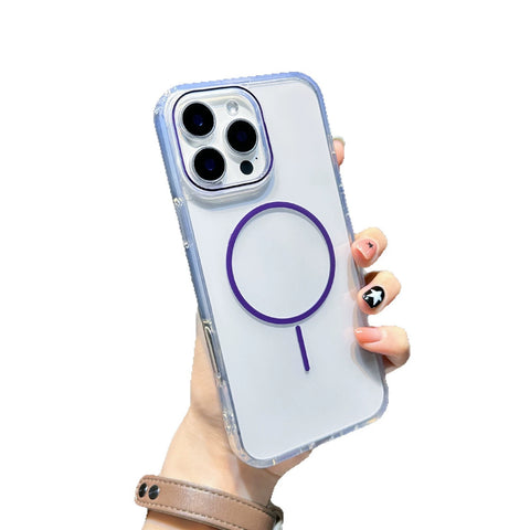 iPhone high-transparency colored fine-ring magnetic phone case