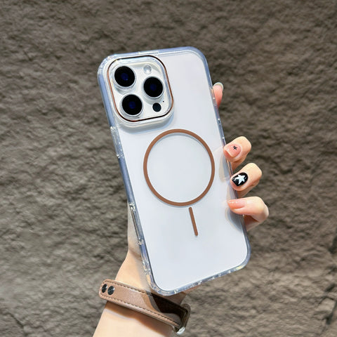 iPhone high-transparency colored fine-ring magnetic phone case