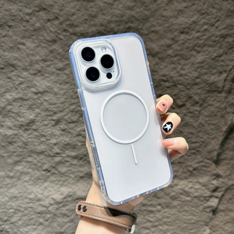 iPhone high-transparency colored fine-ring magnetic phone case