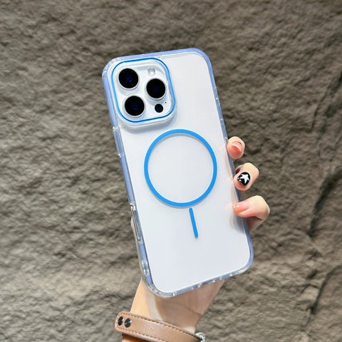 iPhone high-transparency colored fine-ring magnetic phone case